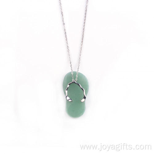 Latest Design Silver Jewelry Necklace Custom Lovely Green Slipper Meaningful Pendants